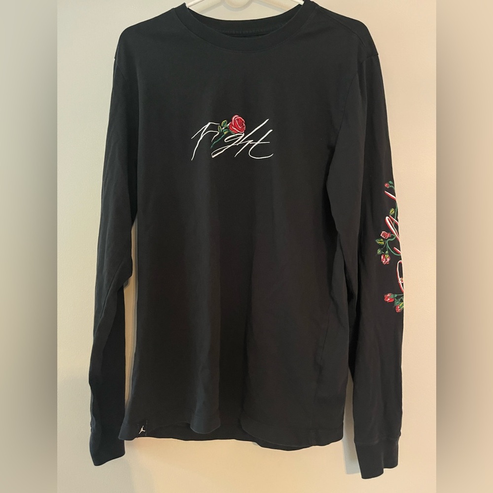 Jordan Black Long Sleeve Shirt with Red and Green Embroidery